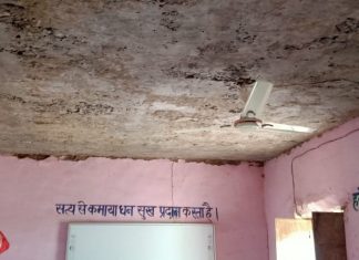 टूटे-फूटे भवन में संचालित हो रही कक्षाएं,किसी संभावित घटना से नहीं किया जा सकता इनकार।।कुंडेश्वर टाइम्स ब्यूरो महेश शर्मा की रिपोर्ट